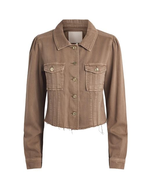 PAIGE Brown Cropped Pacey Denim Jacket