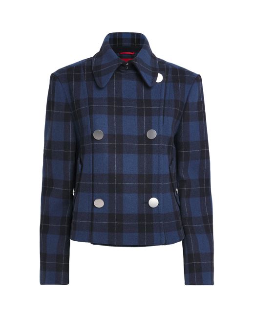 MAX&Co. Blue Wool-Blend Check Jacket