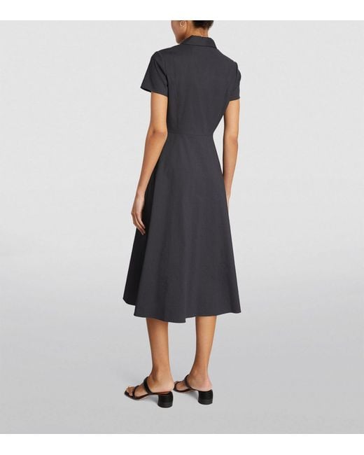 Theory Black Linen-blend Shirt Midi Dress