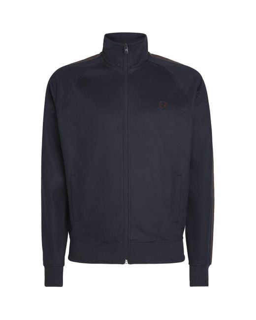 Fred Perry Blue Contrast-Tape Track Jacket for men
