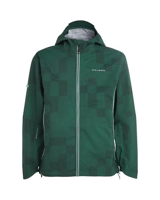 Malbon Green Printed Performance Rain Jacket for men