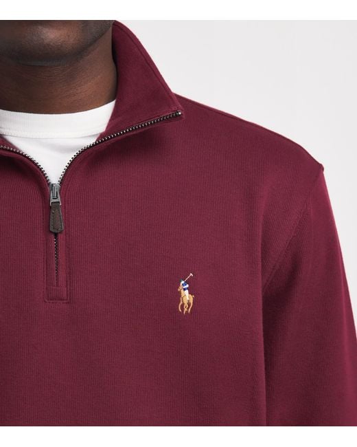 Polo Ralph Lauren Red Estate-Rib Quarter-Zip Sweater for men