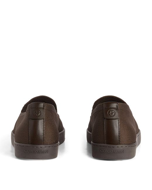 Giorgio Armani Brown Chevron Jacquard Slip-on Sneakers for men