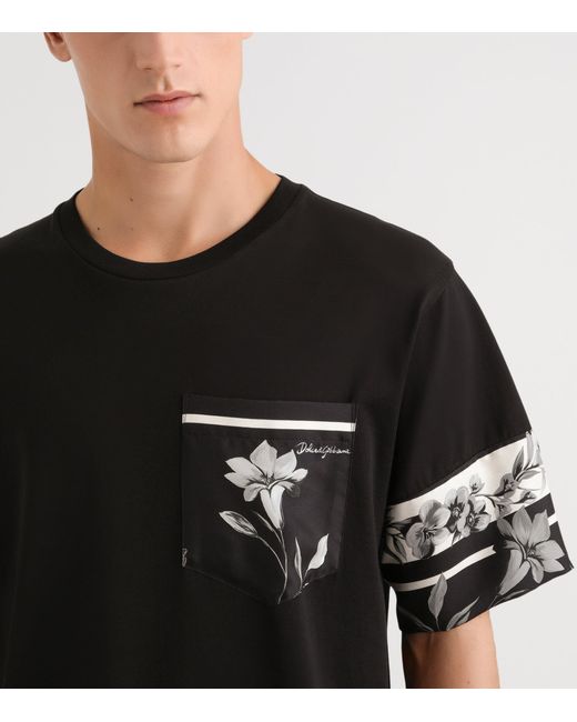Dolce & Gabbana Black Cotton-Silk Graphic T-Shirt for men