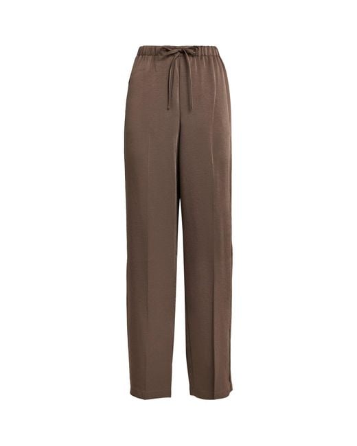 Vince Brown Crepe High-Waist Trousers