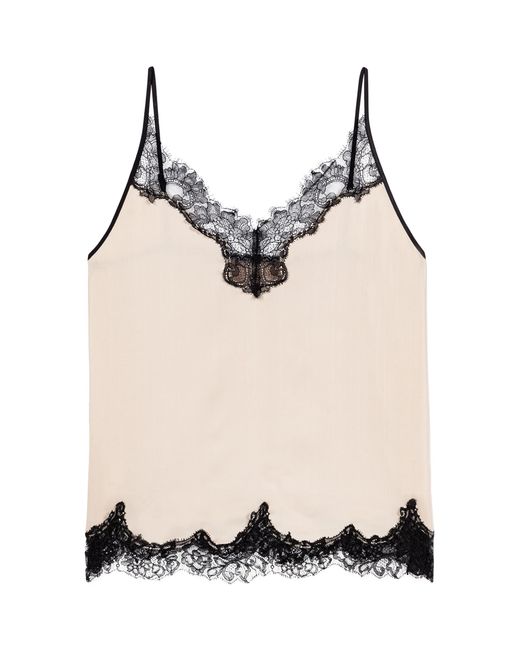 Maje Black Lace-Trim Cami Top