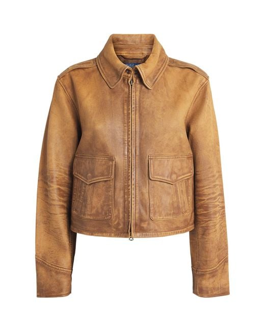 Polo Ralph Lauren Brown Distressed Leather Jacket