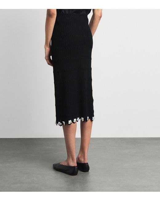 Maje Black Knitted Embellished Midi Skirt