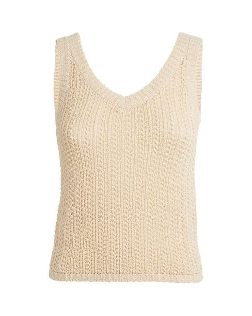 Max Mara White Cotton-blend Knitted Tank Top