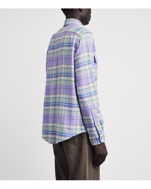 Polo Ralph Lauren Blue Cotton Flannel Check Shirt for men