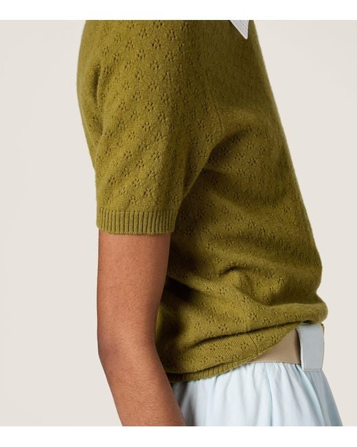 Miu Miu Green Cashmere Detachable-Collar Sweater
