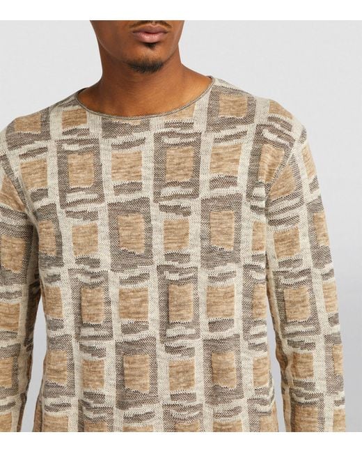 Giorgio Armani Natural Linen-wool Blend Sweater for men