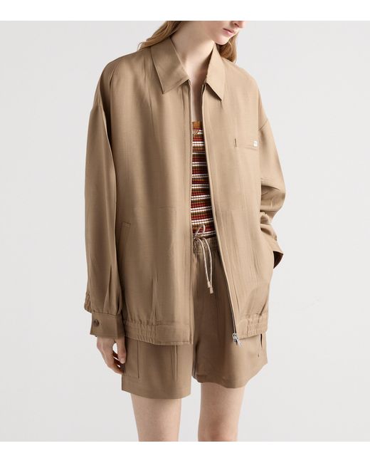 Prada Natural Wool-Mohair Tailored Jacket