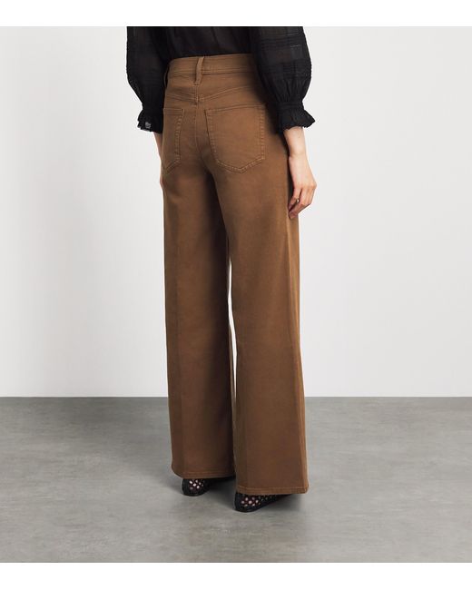 FRAME Brown Cotton-Blend Harbour Palazzo Trousers