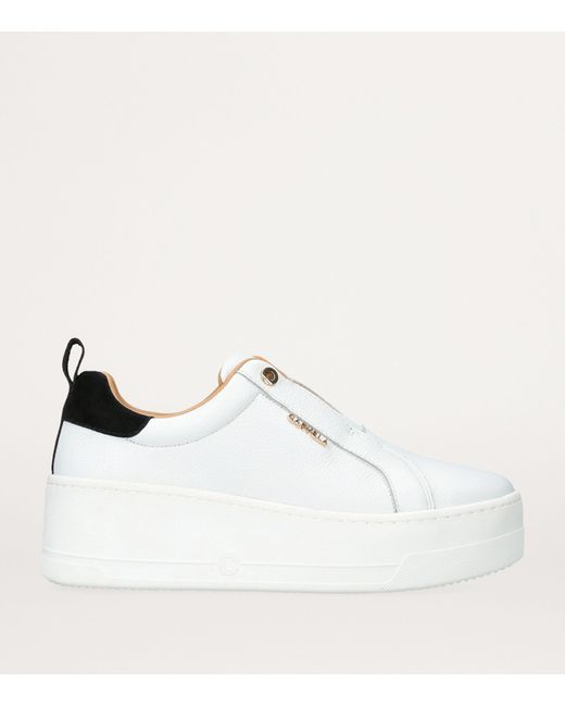 Carvela Kurt Geiger White Leather Connected Laceless Sneakers
