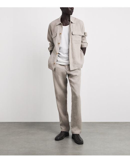 Sunspel Gray Linen Overshirt for men