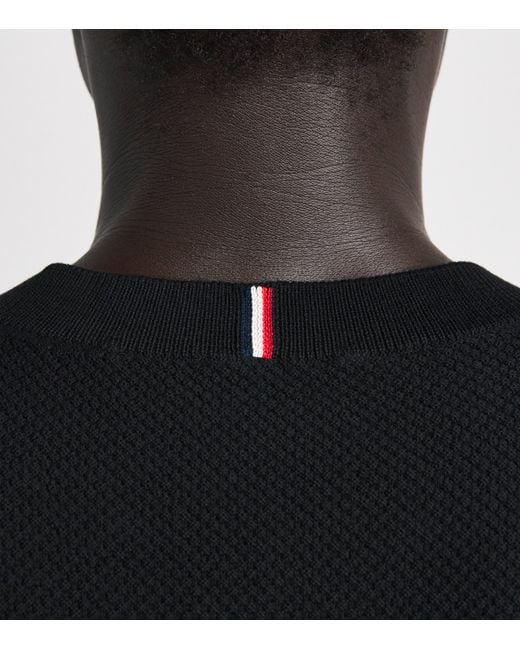 Moncler Black Cotton Textured Knit Sweater for men