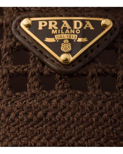 Prada Brown Crochet Triangle Ballet Flats