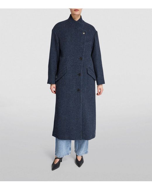 Isabel Marant Blue Wool Crossover Sabine Coat