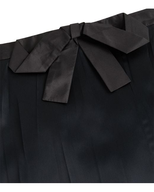 Valentino Black Satin Bow-Detail Midi Skirt