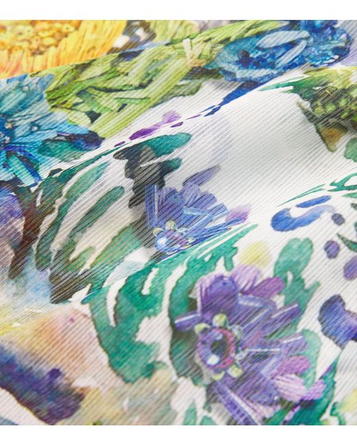Mary Katrantzou Blue Crepe Printed Cevennes Kaftan