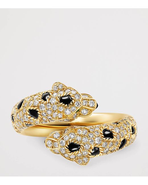 Cartier Metallic Diamond, Emerald And Onyx Panthère De Ring