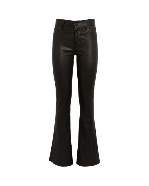 7 For All Mankind Black Leather Low-Rise Bootcut Jeans