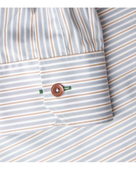 Paul Smith Gray Cotton Stripe Tailored Fit Shirt for men