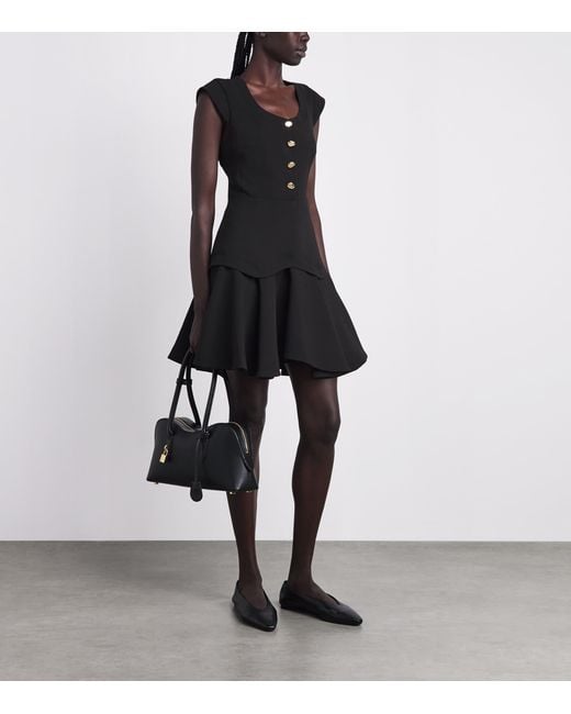 Sandro Black Structured Buttoned Mini Dress