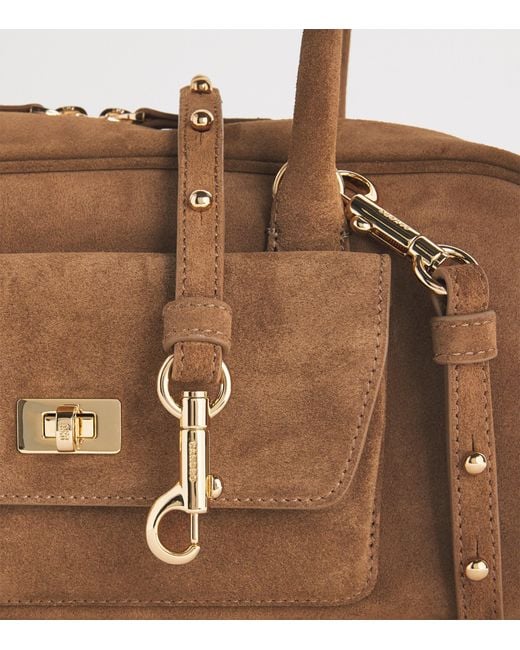 Sandro Brown Suede Ezmehralda Top-Handle Bag