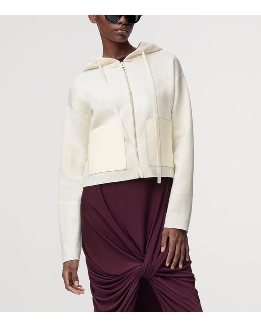 Loewe White Wool Leather-Pocket Hoodie