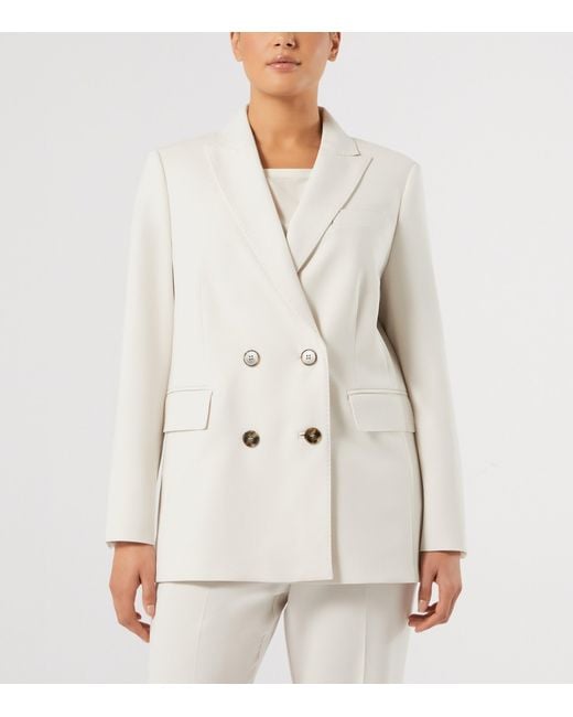 Marina Rinaldi White Fox Double-Breasted Blazer