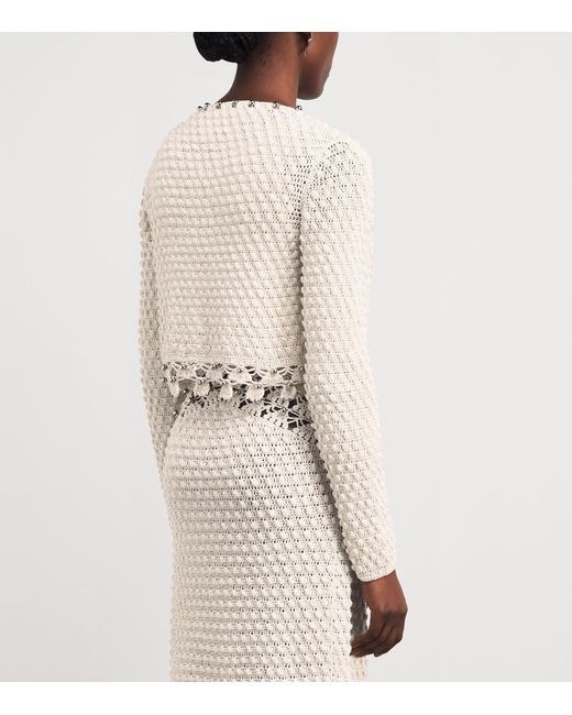 Rabanne Natural Cotton Crochet Tie-Detail Cardigan