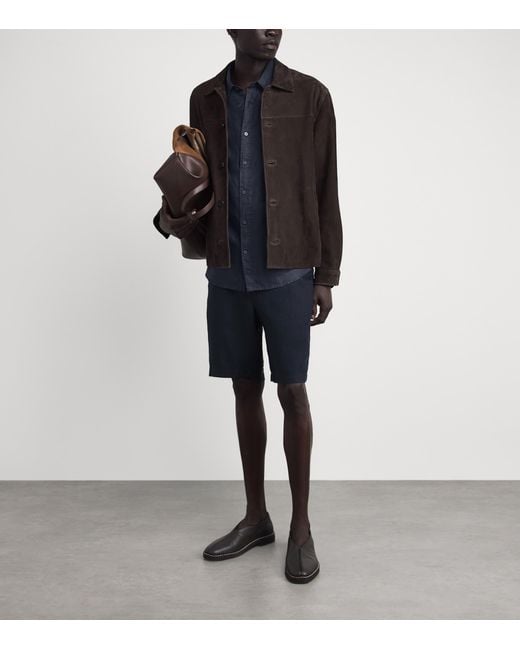 Vince Blue Linen Patch Pocket Shirt for men