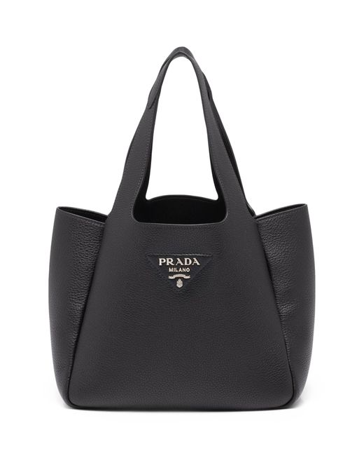 Prada Black Brand-patch Medium Leather Tote Bag