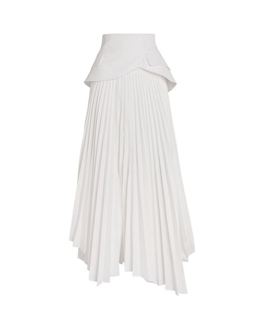 A.W.A.K.E. MODE White Pleated Basque-detail Skirt