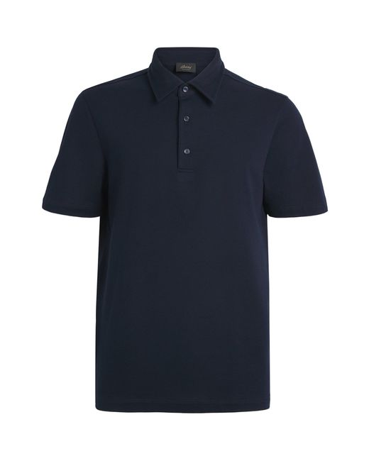 Brioni Blue Cotton-Silk Polo Shirt for men