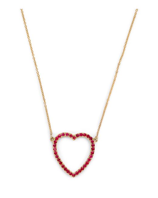 Jennifer Meyer Metallic Large And Ruby Edith Open Heart Necklace