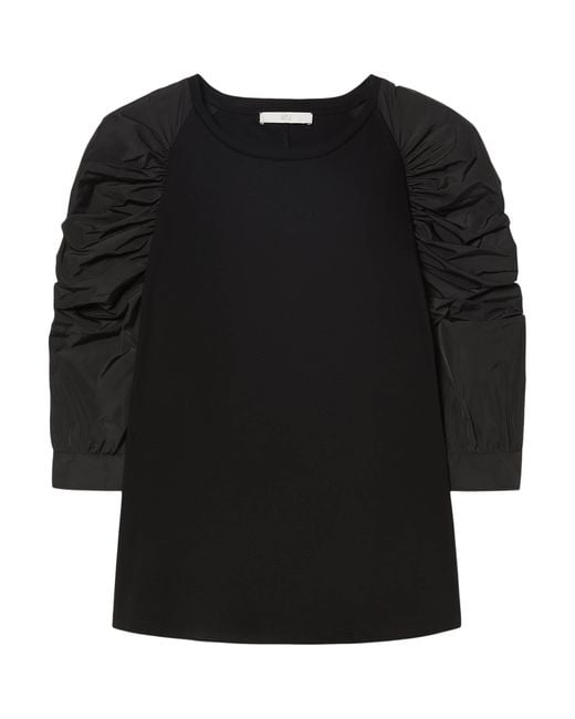 Marina Rinaldi Black Cotton Ruched T-Shirt