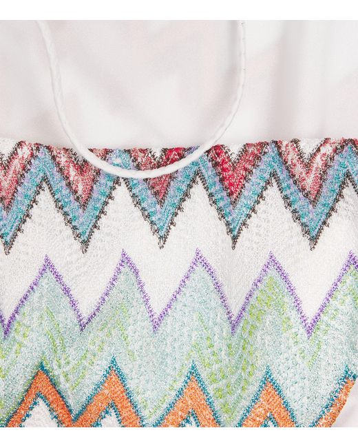 Missoni White Metallic-Thread Zigzag Swimsuit