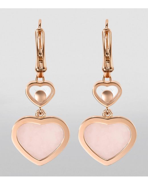 Chopard Pink Opal And Diamond Happy Hearts Earrings