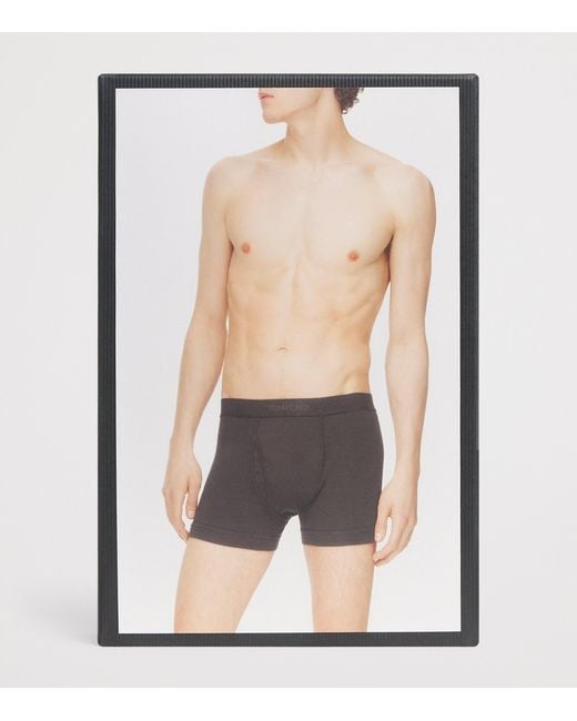 Tom Ford Blue Stretch-Cotton Logo Boxers for men