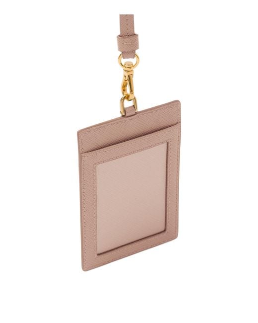 Prada White Saffiano Leather Badge Holder