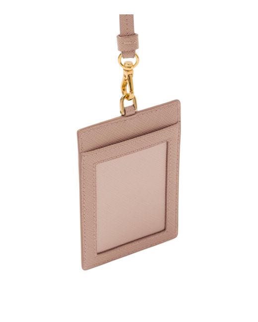 Prada White Saffiano Leather Badge Holder