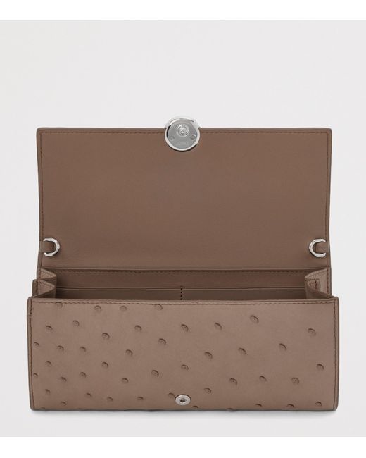 Loewe Brown Ostrich Leather Pebble Continental Wallet