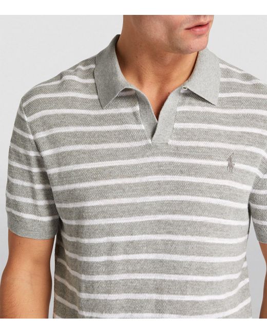 Polo Ralph Lauren Gray Cotton-linen Striped Polo Shirt for men