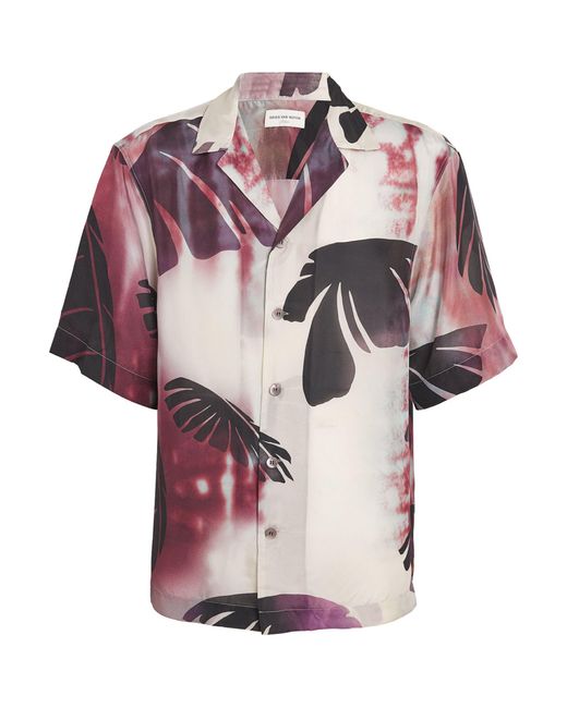 Dries Van Noten Pink Silk-cotton Printed Carltone Shirt for men