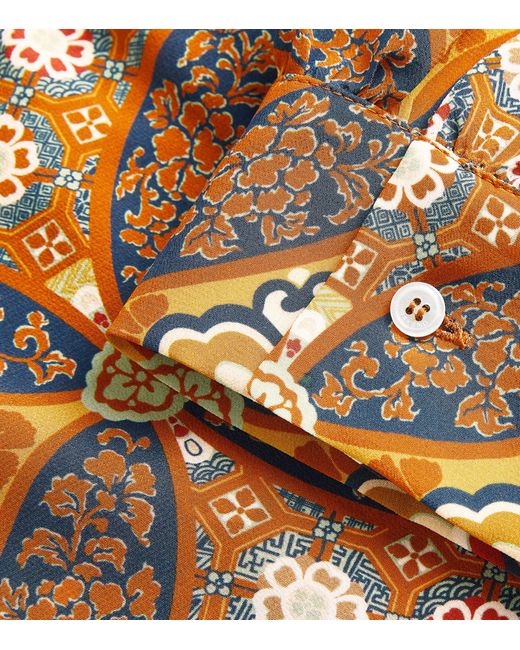 Weekend by Maxmara Orange Silk Geometric Print Shirt