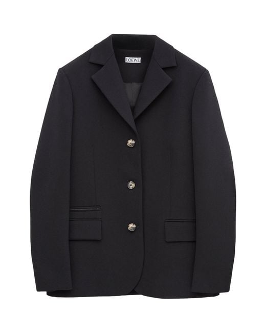 Loewe Black Wool-Blend Single-Breasted Blazer