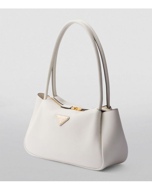 Prada White Medium Leather Shoulder Bag
